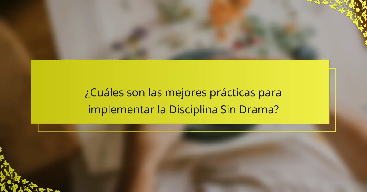 ¿Cuáles son las mejores prácticas para implementar la Disciplina Sin Drama?