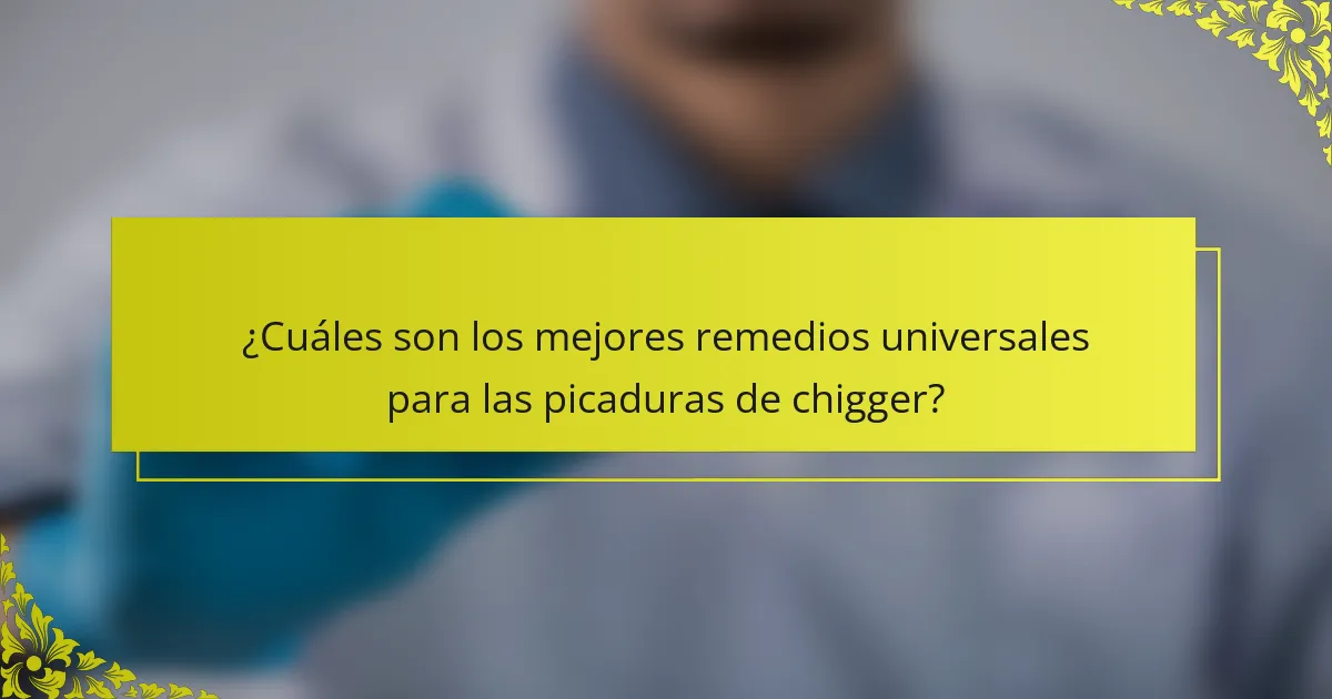 ¿Cuáles son los mejores remedios universales para las picaduras de chigger?