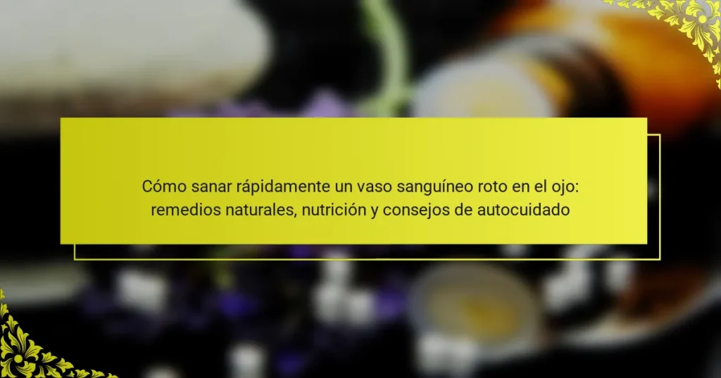 Cómo sanar rápidamente un vaso sanguíneo roto en el ojo: remedios naturales, nutrición y consejos de autocuidado