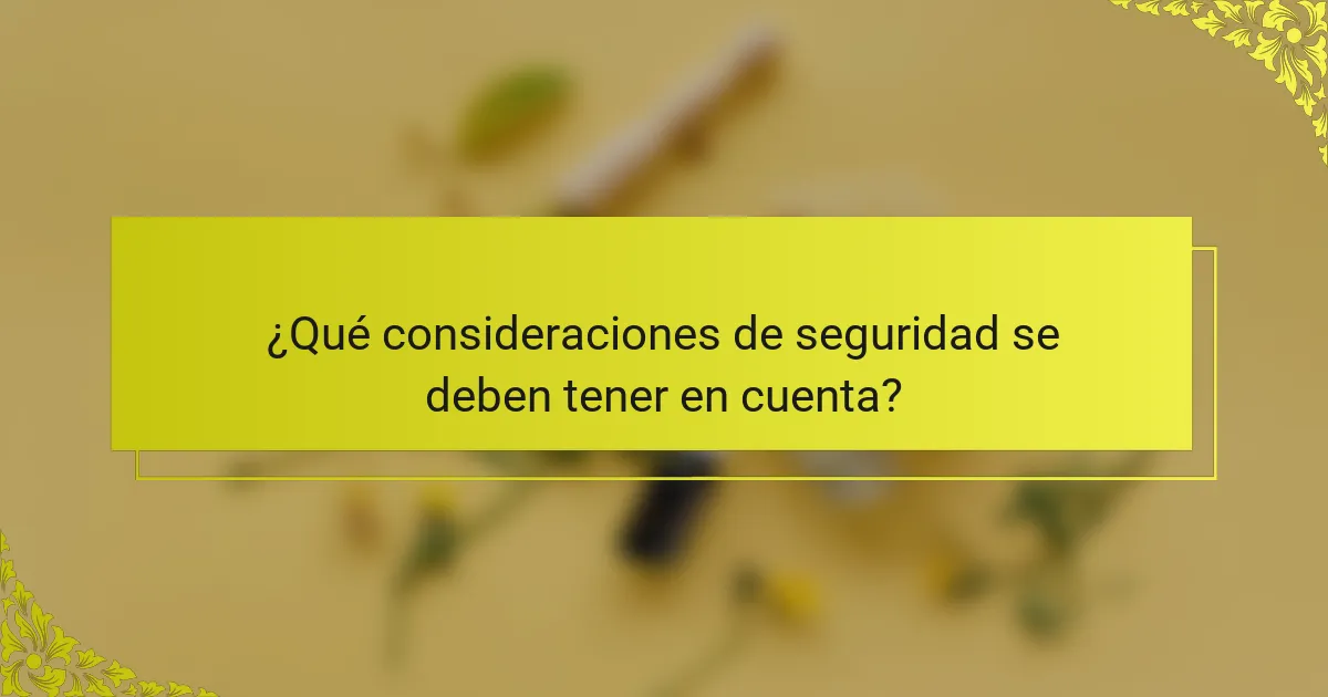 ¿Qué consideraciones de seguridad se deben tener en cuenta?